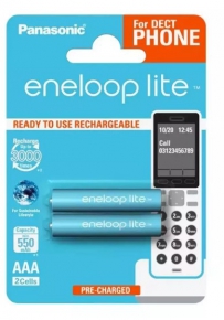 აკუმულატორი Panasonic Eneloop Lite Rechargeable AAA 550mAh 2DE, 2 ცალი