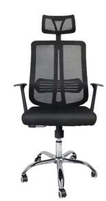 Office chair with headrest and fixed armrest