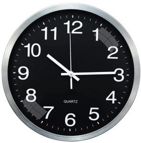 Wall clock Foska Quartz, 30X4 cm. Black/silver