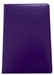 2024 Georgian-English language diary, dated, leather cover, Violet