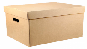 Archival storage box, cardboard, 39X37X16 cm. brown