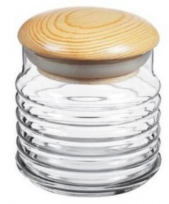 Glass Storage Jar with bamboo lid Pasabahce Babylon, 630ml.