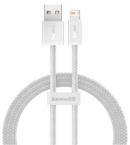 Fast Charging data cable USB to iphone, Baseus Cald000402, 2.4A, 1m. White