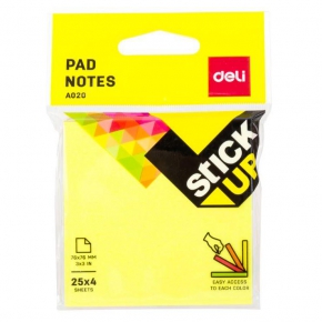 Sticky Note Deli A020, 76X76 mm. 100 Sheets