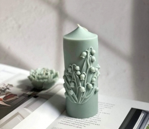 Decorative candle, green, 1pc.