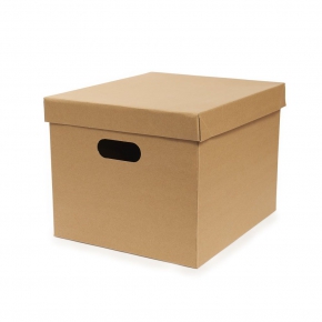 Archival storage box, cardboard, 39.5x33.5x29cm. brown