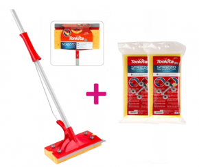 Floor Cleaning Mop with Sponge and Metal stick Tonkita Arix + 2 Sponge Refill for Free!