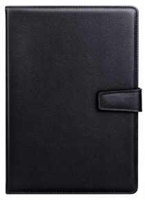 Notebook Deli 3302, with leather cover, lock