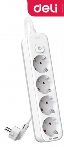 Power Strip Deli T435, 4 outlets, 3m.