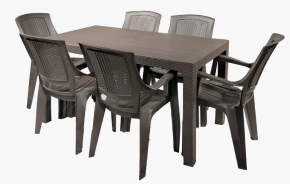 Patio furniture set (table with 6 chairs) Flora, brown