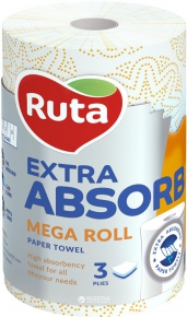 სამზარეულოს ხელსახოცი Ruta Extra Absorb Mega Roll, 3 ფენა, 1 რულონი