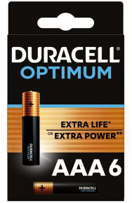 ბატარეა Duracell Optimum Extra power AAA MX2400, 6ც.