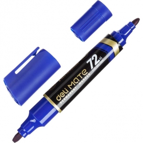 Permanent marker Deli Mate EU72, two tips, Blue