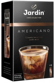 ხსნადი ყავა Jardin Americano 3in1, 8 ცალი, 15 გრ. შეფუთვა