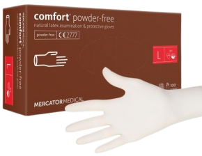 Latex gloves, powder free, Mercator, 100 pieces, size L