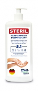 ხელისა და კანის სადეზინფექციო საშუალება Zoma Steril, 1ლ.