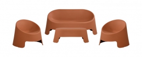 Plastic Sofa and Armchair Set with Table 1856SET, Orange