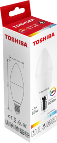 LED ნათურა Toshiba 7W C37/E14/6500K, ცივი ნათება