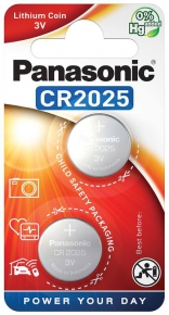 ბატარეა Panasonic Lithium Coin 3V CR2025, 2 ცალი