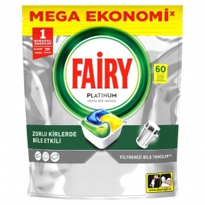 ჭურჭლის სარეცხი მანქანის ტაბლეტები Fairy Platinum, 60 ცალი