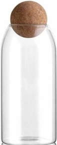 Glass jar with cork lid 20X8.5cm.