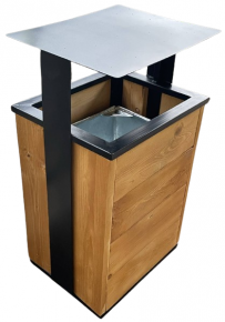 Recycle bin, wood/metal, rectangular, 35L.