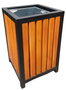 Recycle bin, wood/metal, rectangular, 54L.
