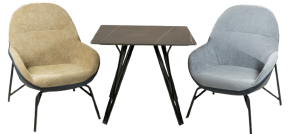 Rectangular Table ZH-8017C + 2 Sofa Chairs