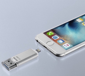 USB მეხსიერების ბარათი Hama 16 GB, iPhone-ის სტიკით