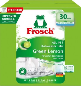 ჭურჭლის სარეცხი მანქანის ტაბლეტები Frosch Green Lemon, 30 ც.