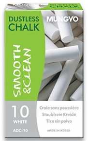 Dustless Chalk Mungyo, White, 10 pcs.