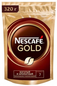 ხსნადი ყავა Nescafe Gold არაბიკით, ეკონომიურ შეფუთვაში, 320გრ.