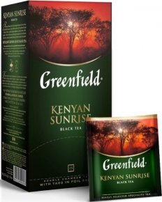 შავი ჩაი Greenfield Kenyan Sunrise კონვერტით, 25 ცალი