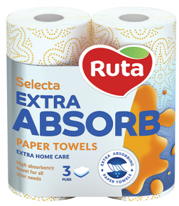 სამზარეულოს ხელსახოცი Ruta Selecta Extra Absorb, 3 ფენა, 2 რულონი