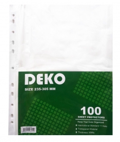 Sheet protector A4 Deko GN, 30 micron, 100pcs.