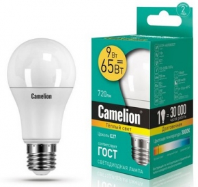 ეკონომიური LED ნათურა Camelion 9W A60/830/E27