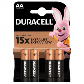 Battery Duracell AA LR6/MN1500 Up To 15 X Extra Life, 4pcs.