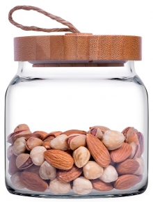 Glass jar with bamboo lid Pasabahce, 575 ml.