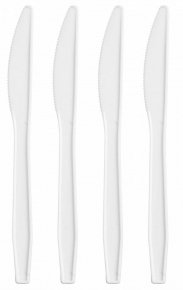 Disposable plastic knife 16.5 cm. White, 100 pcs.