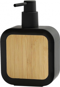 Liquid Soap Dispenser, Plastic/Bamboo, Black