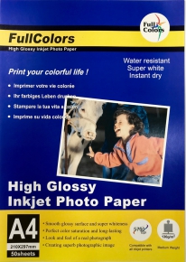 Photo paper A4 High Glossy Inkjet Photo Paper, 130g. 50 sheets