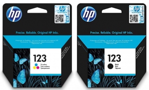 Original color ink cartridge HP 123 (F6V16AE/F6V17AE) Tri-color + Black