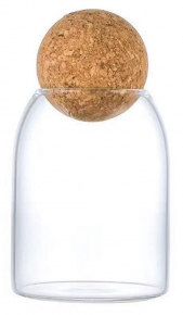 Glass jar with cork lid 14X8.5cm.
