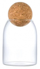 Glass jar with cork lid 14X8.5cm.