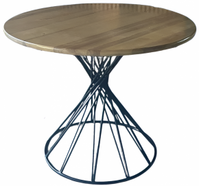Round Wooden Table on a Metal Frame
