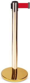 Crowd Control Barrier with Red Retractable Belt, 3m. Golden