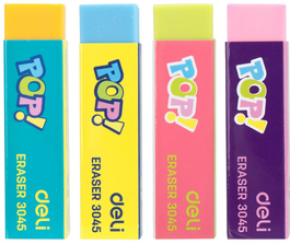 Eraser Deli 60x15x15 mm., colored