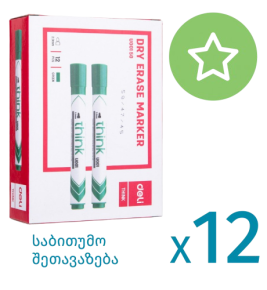 დაფის მარკერი Deli Think 2 მმ. მწვანე X 12 ცალი