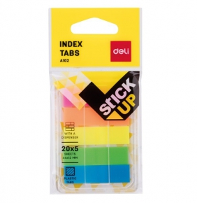 Index tabs Deli STICK UP, 5 colors, with holder