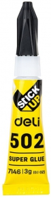 Glue Deli 502 super glue, 3 gr.